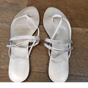 ISO Vince Camuto shimmer silver sandals